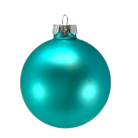 3.25 Inch Set of 4 Turquoise Matte Glass Ball Christmas Ornaments