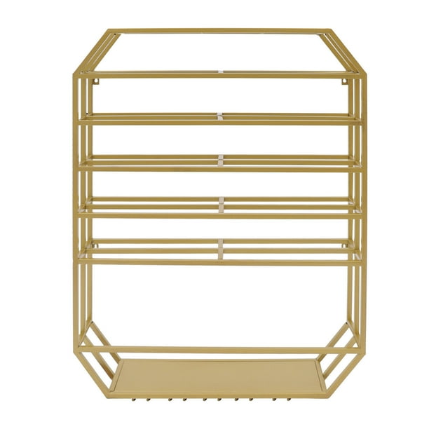 OUKANING Wallmounted Wine Rack Versatile Storage Display Shelf Gold