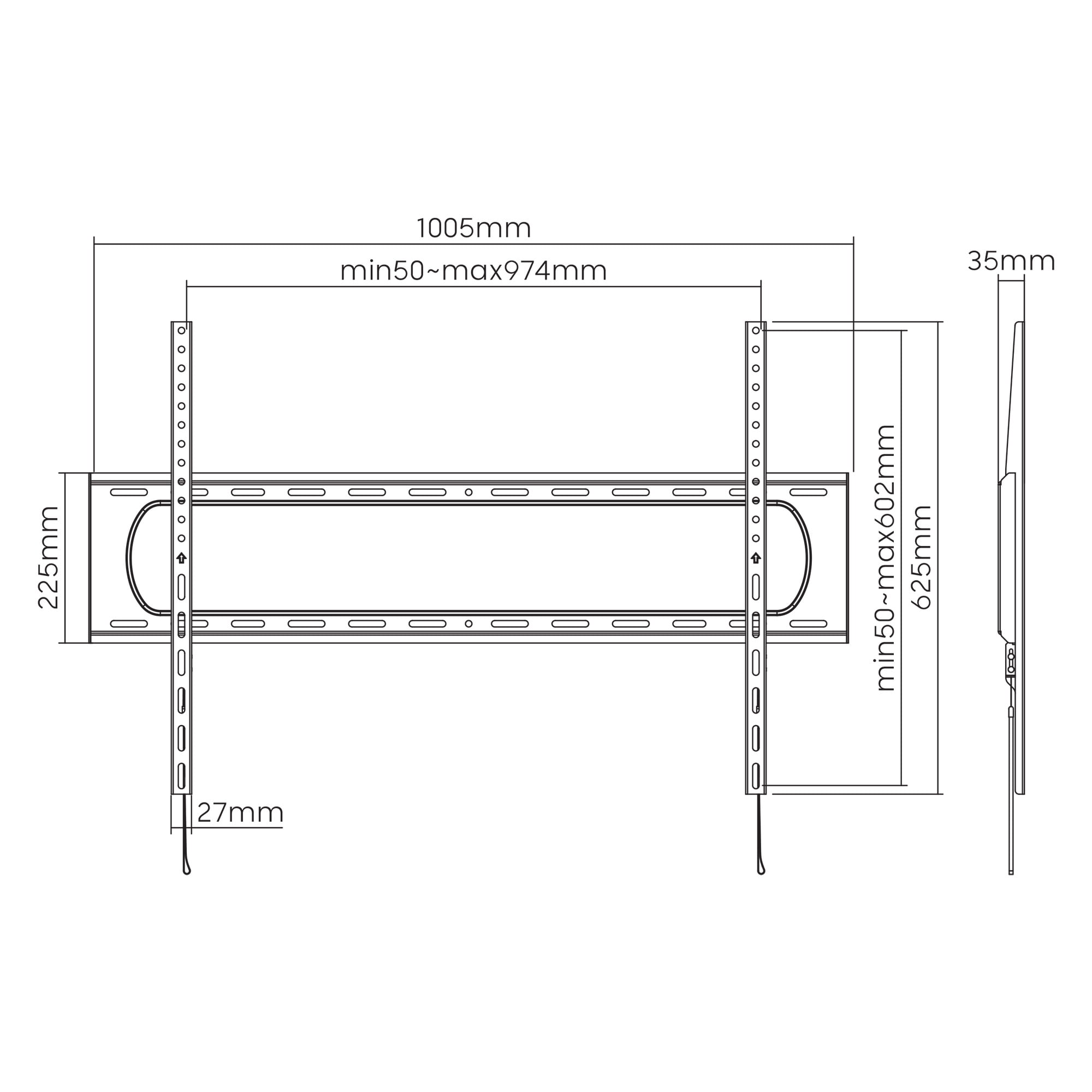 Manhattan Heavy-Duty Low-Profile 120" TV Wall Mount | Ultra Slim | Carries up to 264 lbs. | Reinforced Steel