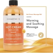 Cosmetasa Hot Cream Massage Gel 87% Organic Cellulite Cream with Massager Mitt, 16.9 fl oz