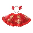 thumbnail image 3 of MSemis Girls Christmas Tutu Skirts Ballet Tulle Layered Ruffle Skirts with Headband, 3 of 6