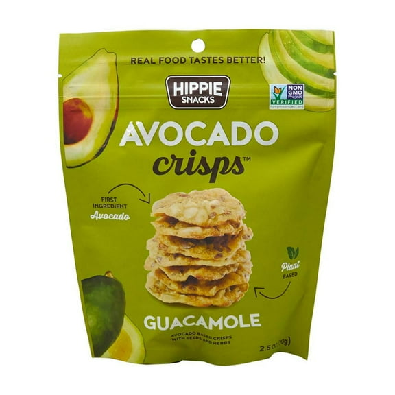 Hippie Snacks Avocado Crisps Guacamole 2.5 oz Pack of 2