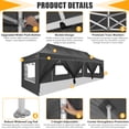 thumbnail image 4 of COBIZI Canopy 10x30 Pop-up Heavy Duty Canopy Tent with 8 Removable Sidewalls,Party Tent for Weddings,Beaches,Outdoor Events,Commercial Seasonal Wind UV 50+& Waterproof&Sunburn Protection,Black, 4 of 12