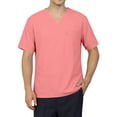 thumbnail image 4 of Domuza Mens Scrubs Classic Fit Mens Scrubs Top V-Neck Short Sleeve Nursing Uniform Shirt with Pockets Pink S, 4 of 5