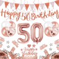 thumbnail image 1 of Decoraciones de fiesta MOVINPE para 50 cumpleaños en oro rosa para mujer, 1 of 7