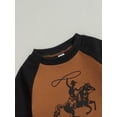 thumbnail image 5 of Liacowi Weatern Baby Boys Clothes Toddler Cowboy 2PCS Fall Outfits Long Sleeve Crew Neck Horse Letters Print Sweatshirt Elastic Waist Sweatpants, 5 of 8