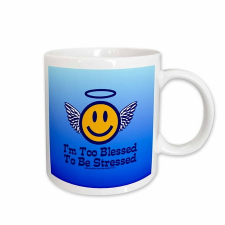 

3dRose Im Too Blessed To Be Stressed on Blue Ceramic Mug 15-ounce