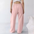 thumbnail image 5 of Womens High Waisted Baggy Sweatpants with Pockets Wide Leg Lounge Pants Loose Fit Joggers Comfy Casual Workout Yoga Fitness Travel Homewear Trousers Pink, 5 of 6