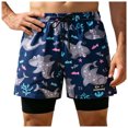 thumbnail image 4 of PFWOWB Mens Board Shorts with Compression Liner Solid Black Swim Trunks Drawstring Beachwear, 4 of 4
