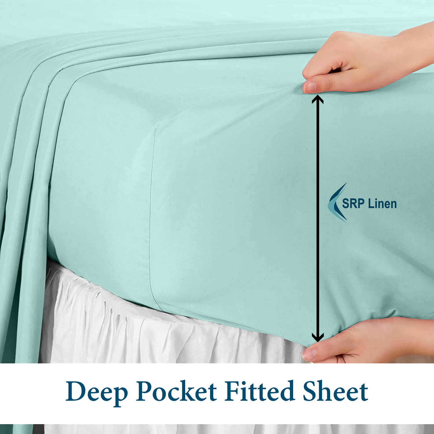 Picture of Sathi Linen 600 Thread Count  100% Cotton 4-Pcs (1-Flat Sheet +1- Fitted Sheet + 2-Pillow Cover ) Sheet set Color Aqua Blue Solid Size Full Size Deep 15 Inch  Pattern Solid 