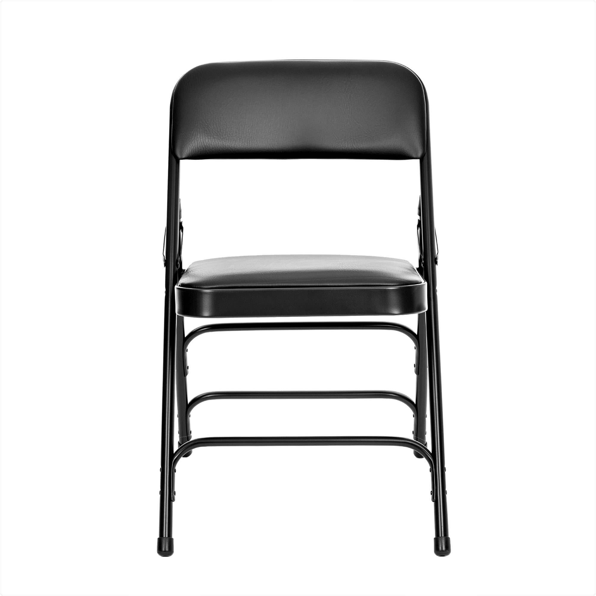 Hampden Furnishings Bernadine Collection Vinyl Triple Brace Folding Chair, Black, Pack of 4