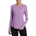 thumbnail image 2 of larppty Women Shirts Long Sleeve with Thumb Holes Workout Quick Dry Athletic Hiking Running Tops (Purple, M), 2 of 8