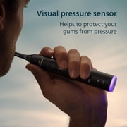 Philips Sonicare 7300 Rechargeable Electric Toothbrush, 3 Brush Head, Black 2000% More Plaque Removal Visual Pressure Sensor, 12 Brush Settings, 21-Day Battery, HX7421/07