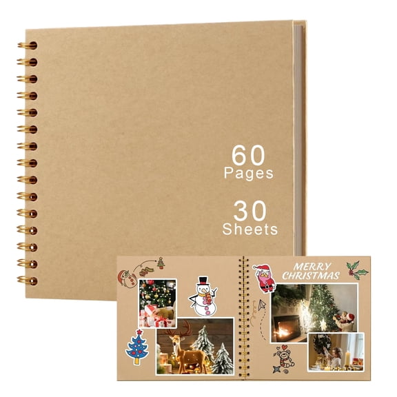 10 X 10 Inch Scrapbook Album Memory Book Brown Large Blank Scrapbook 60 Pages