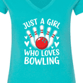 thumbnail image 4 of Inktastic Just a Girl Who Loves Bowling Women's V-Neck T-Shirt, 4 of 5