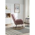 thumbnail image 3 of Glider Rocking Chair, Teddy Velvet Accent Rocker Chair with Soft Seat Cushion and Metal Base, Upholstered Wingback Living Room Chairs for Reading Room, Bedroom, Office, Pink, 3 of 7