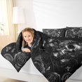 thumbnail image 3 of Castle Fairy Boho Skull Butterfly Twin Comforter Sets 2pcs,Spooky Rose Bedding Set,Gray Black,1 Comforter and 1 Pillowcase,Black Reversible, 3 of 6
