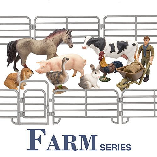 6pcs Plastic Farm Yard Model Figurine Pig Cow Animals Kids Toys Favour Set 