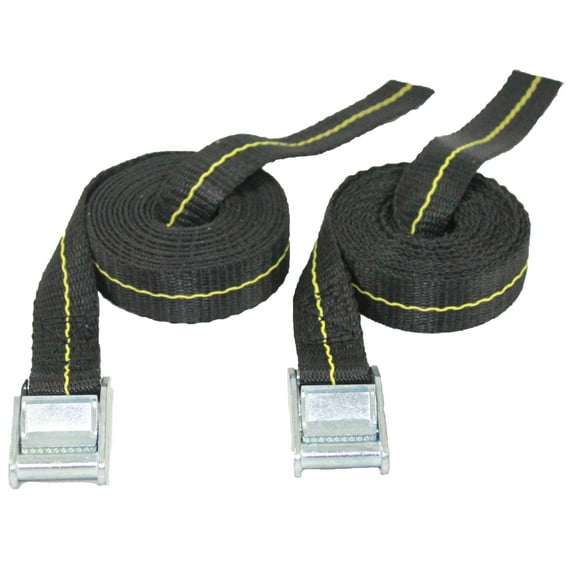 Cajun Tie Downs Heavy Duty Non Slip Lashing Straps, Yellow & Black, 1" X 8', (2 Pack)
