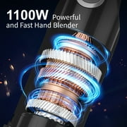 Immersion Blender, 1100W Electric Mixer Handheld, 5-in-1 Stick Blender with Chopper, Blender for Kitchen with 600ml Beaker
