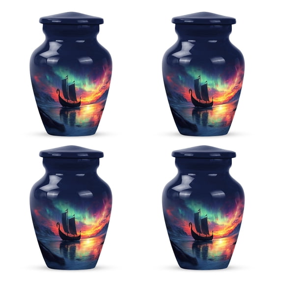 Sunset Aurora Keepsake Memorial Urns For Human Ashes Adult Female & Male - Burial Urns For Adult Human Ashes - 3 Inch 4 Pcs