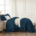 thumbnail image 4 of ANGENIA King Size Comforter Sets Navy Blue, 3 Pieces Shabby Chic Farmhouse Ruffle Comforter, Soft Lightweight Fluffy Microfiber Bet Set for All Season(104"x90" Comforter & 2 Pillowcases), 4 of 7