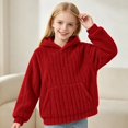 thumbnail image 4 of JZEJING Girls Hoodies Size 10-12 Solid Color Fleece Hooded Top Fall Winter Long Sleeve Pullover Sweatshirt with Pocket 2026, 4 of 9
