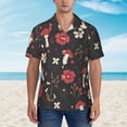 thumbnail image 2 of Pofeuu Fly Agaric and Flowers Print Hawaiian Shirt for Men Sleeves Casual Button Down Summer Beach Dress Shirts T-Shirts,Medium, 2 of 7
