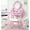 Pink, variant on Makeup vanity set with swivel mirror and 3 drawers / Offers storage and workspace in room