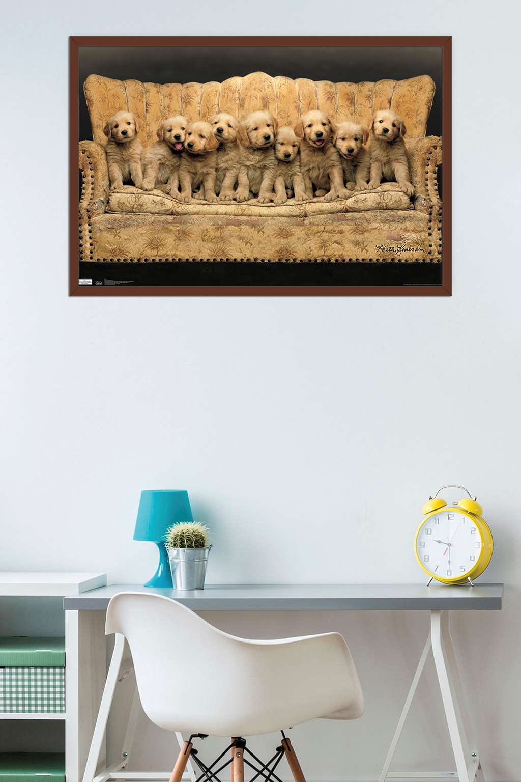 Keith Kimberlin - Puppies - Couch Wall Poster, 22.375" x 34", Framed