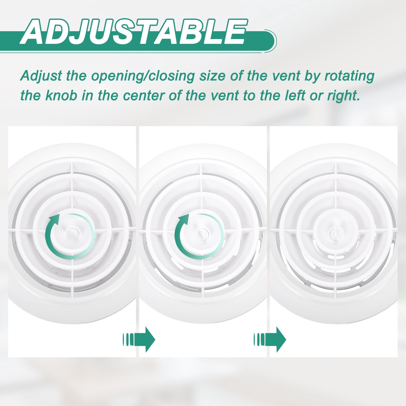 Uxcell 4pcs Soffit Vent 3" ABS Adjustable Round Louvered Vent Cover Grille Cover Ceiling Diffuser for Home Bathroom Office Kitchen Ventilation System
