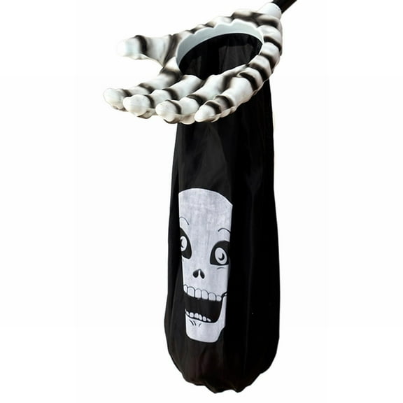 MOQIN Halloween Begging Bags,Palm Skull Pumpkin Candy Bag with Tools,Halloween Hand Shaped Candy Pouch for Trick or Treat Party Candy Snack Gift Decorations(Black/Orange)