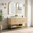 thumbnail image 3 of Vinnova Milagro 60" Double Wood Bath Vanity with Fish Maw Quartz in Ash/Gold, 3 of 7