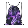 thumbnail image 1 of Xecao Purple Pattern White Tiger Pattern Sports Drawstring Backpack - String Swim Gym Bag with Wet Proof Pocket for Women&Men-Medium, 1 of 6