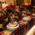 thumbnail image 6 of Black Christmas Dresser Scarf Farmhouse, Dining Table Decorations for Wedding/Parties, Red Plaid Xmas Snowflake Winter Table Runner 120 Inches Long for Kitchen Dining, 13 x 120 In, 6 of 9