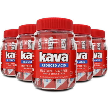 Kava Reduced Acid Instant Coffee Single Serve Stick Packets, 20 Count (Pack of 6)