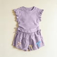 thumbnail image 5 of Cethrio Girls Summer Outfit Sets, Cute Flutter Sleeve Casual 2 Piece Girls Clothing sets Purple Size 2-3 T, 5 of 5