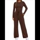 thumbnail image 2 of Traje de Otoño e Invierno para Mujer, de Larga, Color Liso, Informal, para Tiempo Libre Café L, 2 of 8