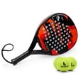 thumbnail image 3 of Paddle Tennis Racket Carbon Fiber Surface with EVA Memory Flex Foam Core POP Paddle Rackets with 3 balls, 3 of 5
