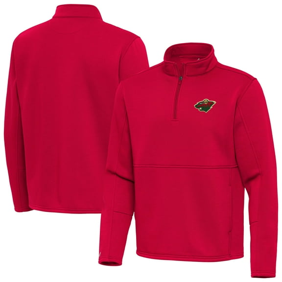 Men's Antigua Red Minnesota Wild Twist Quarter-Zip Pullover Jacket