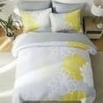 thumbnail image 3 of Flymme Full Size Comforter Sets 7 Piece Bed in a Bag Yellow Floral Printed on Gray Comforter Set with Sheets Botanical Complete Bedding Set for All Season, 3 of 8