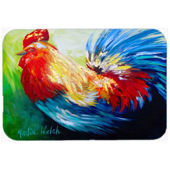 Carolines Treasures  15 x 12 in. Bird - Rooster Chief Big Feathers Glass Cutting Board - Large