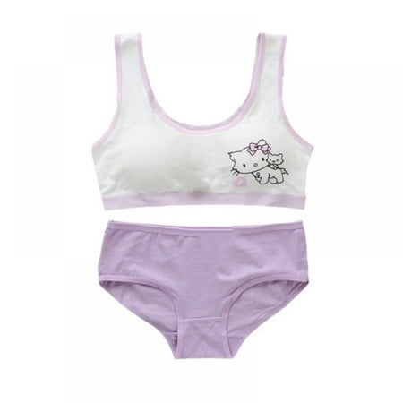 

Monfince Girls Racerback Training Bra Tops & Matching Bottoms Panties for Teenager Training Brassiere Sets Puberty Vest Brassiere Bras for Student
