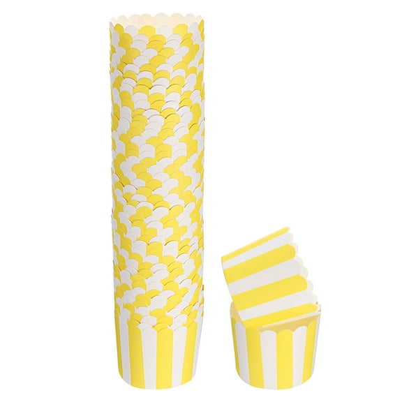 50Pcs Paper Baking Cups 6oz Bulk Cupcake Muffins Liners Cases Wrappers Stripe Yellow