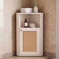 thumbnail image 2 of MIDOQIN 31.89" Bathroom Corner Cabinet, Farmhouse Floor Corner Cabinet with Rattan Barn Door and Adjustable Shelf, Narrow Corner Storage Organizer for Bathroom, Living Room, Kitchen, 2 of 8
