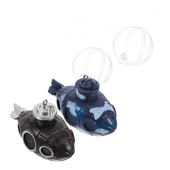 TEHAUX 2Sets Unique Floating Submarine Aquarium Decor for Fish Tank Enhancing Underwater Visual Appeal
