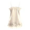thumbnail image 4 of OOOUM Women Lace Thin Spaghetti Strap Camisole Tunic Tank Top Loose Flow Satin Sleeveless Shirt Summer Lounge Sleep Daily Layering Blouse Light Yellow M, 4 of 5