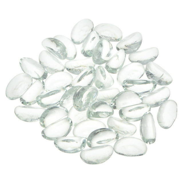 Unique Bargains 40pcs Fire Glass Beads for Fire Pit 3/4' Luster Crystal Marbles Glass Drops for Fish Tank Clear