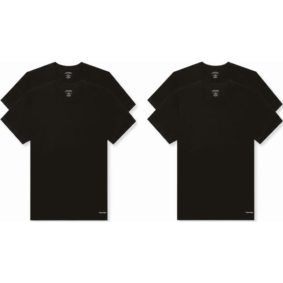 Calvin Klein Men's Cotton Crew Neck Classics 4-Pack Undershirts Black Small