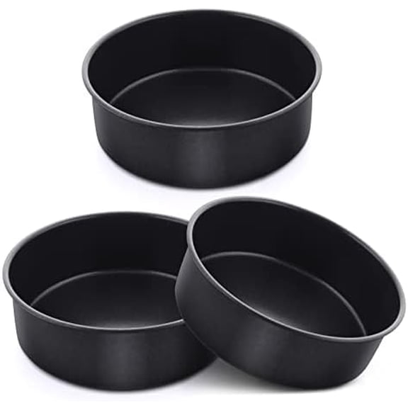 6 Inch Cake Pan Set of 3, Nonstick Stainless Steel Small Round Cake Pans Tin for Baking Layer Cakes, Stainless Steel Core & Non-toxic Coating, Straight Side & 2 Inch Deep